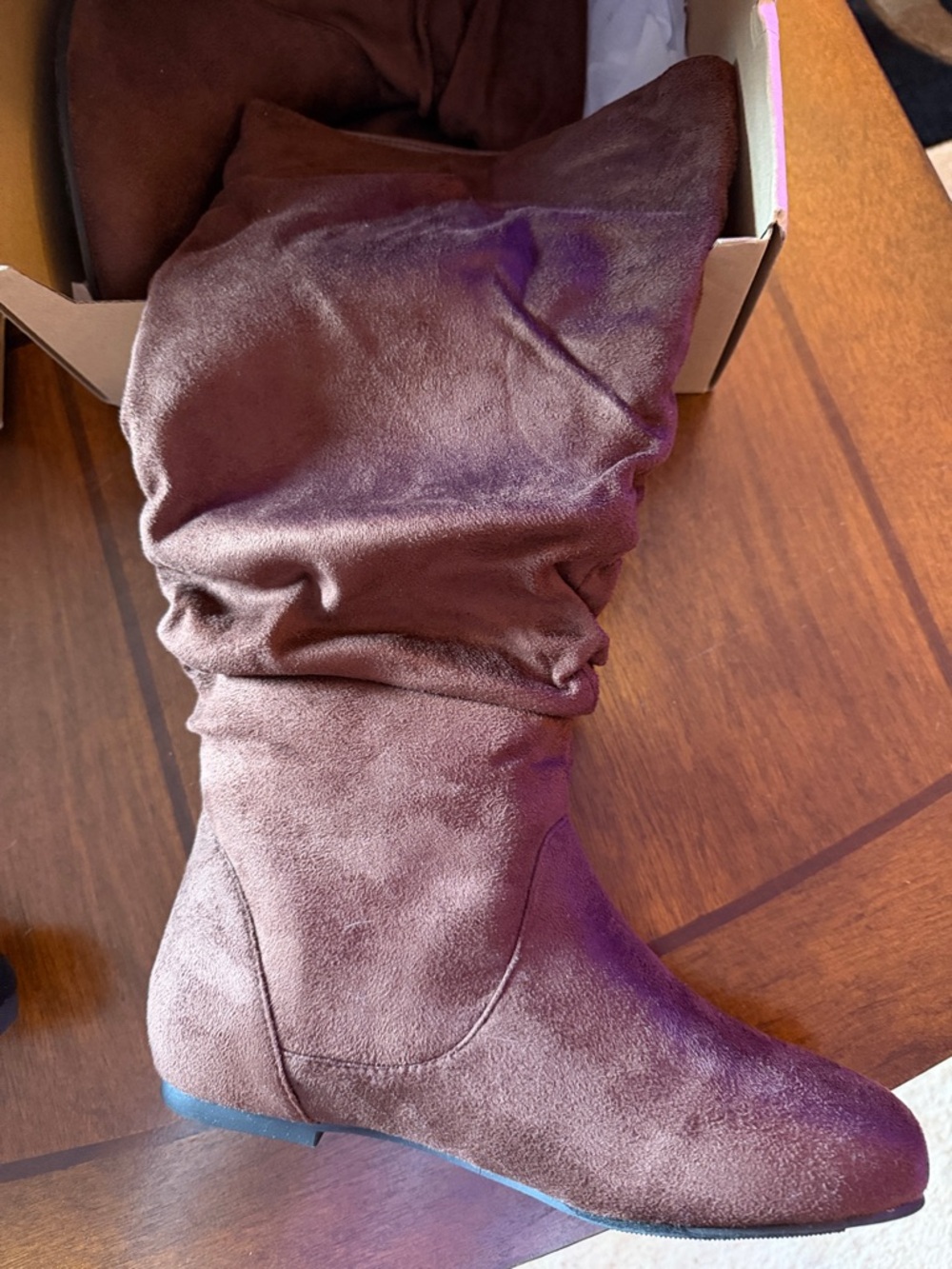 Black and Brown Slouchy Buckle Knee-High Boots - Women - Picture 5 of 7